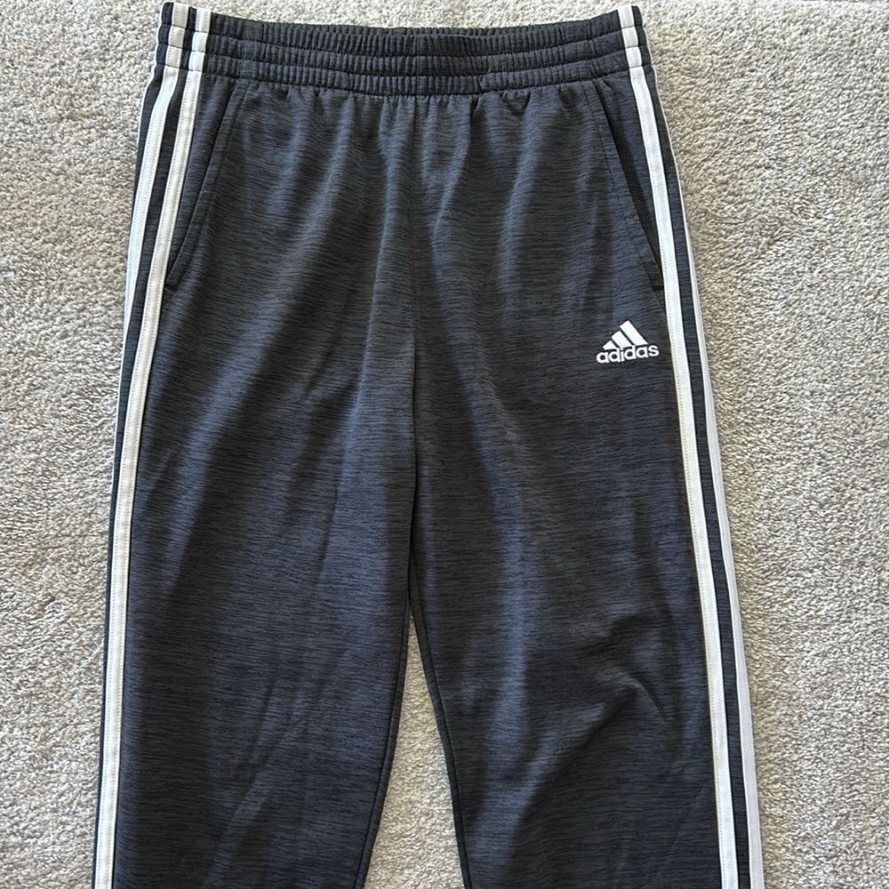 Adidas Kids Charcoal Warm Up Pants with White Stripes - Picture 2 of 6